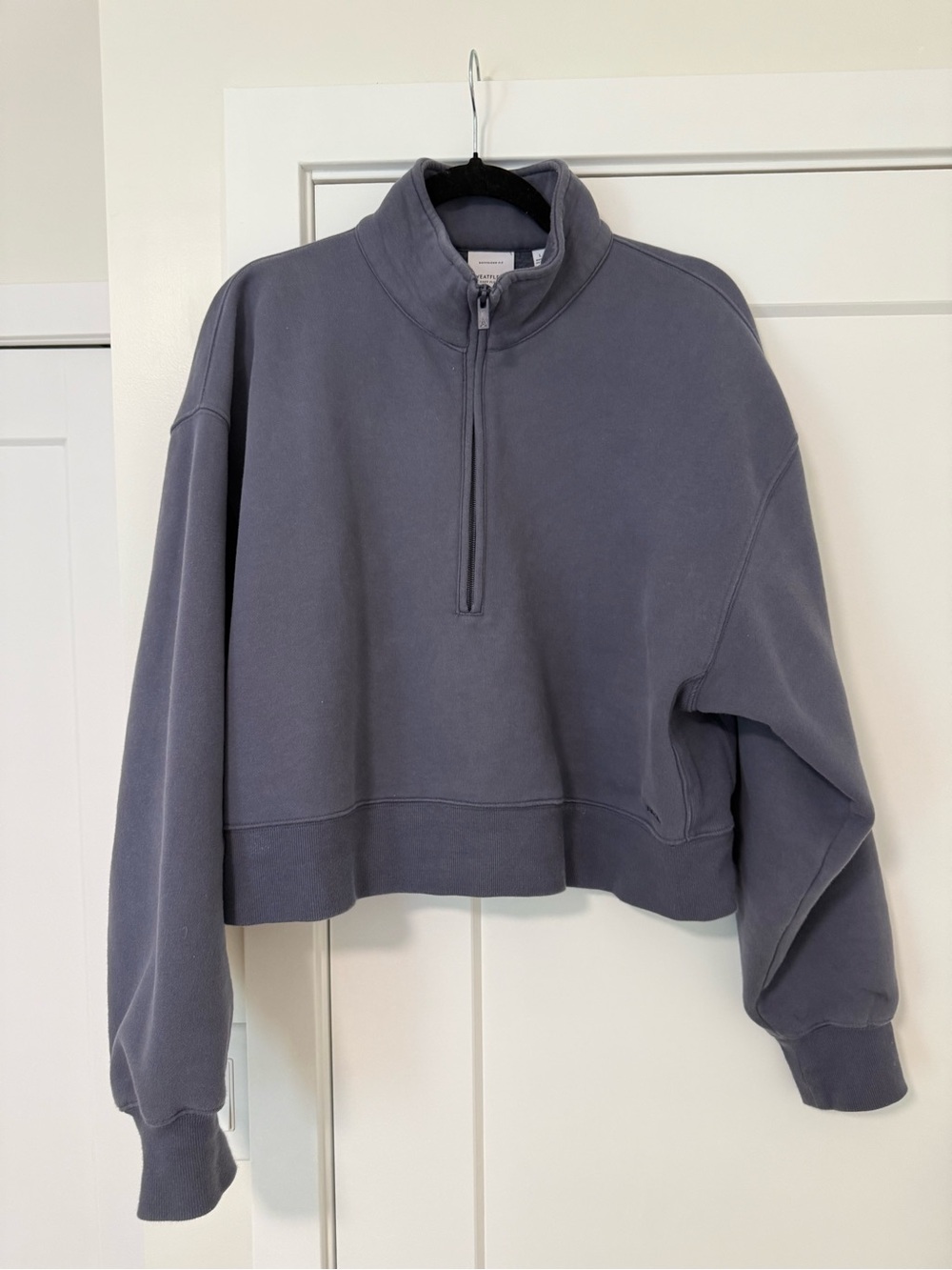 Aritzia Cropped Quarter-Zip Sweatshirt - Vintage Navy